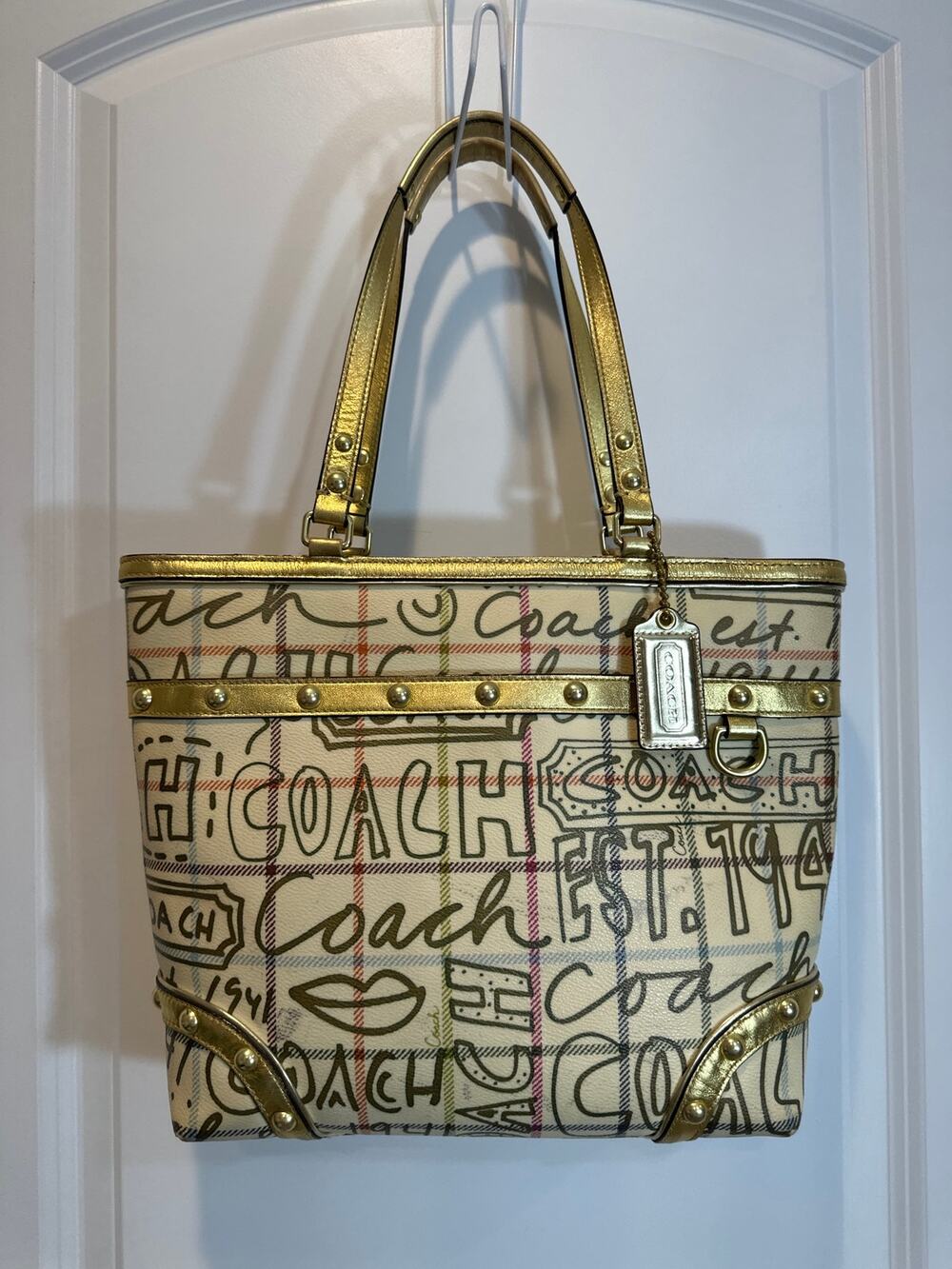 Coach Heritage Tattersall Poppy Graffiti/Pop-Art Tote